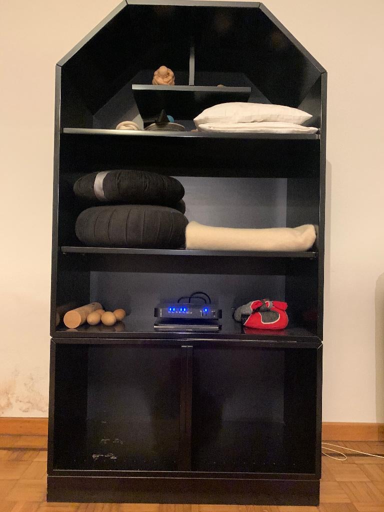 Vintage Pastoe design hoge zwarte open kast, Enlèvement, Utilisé