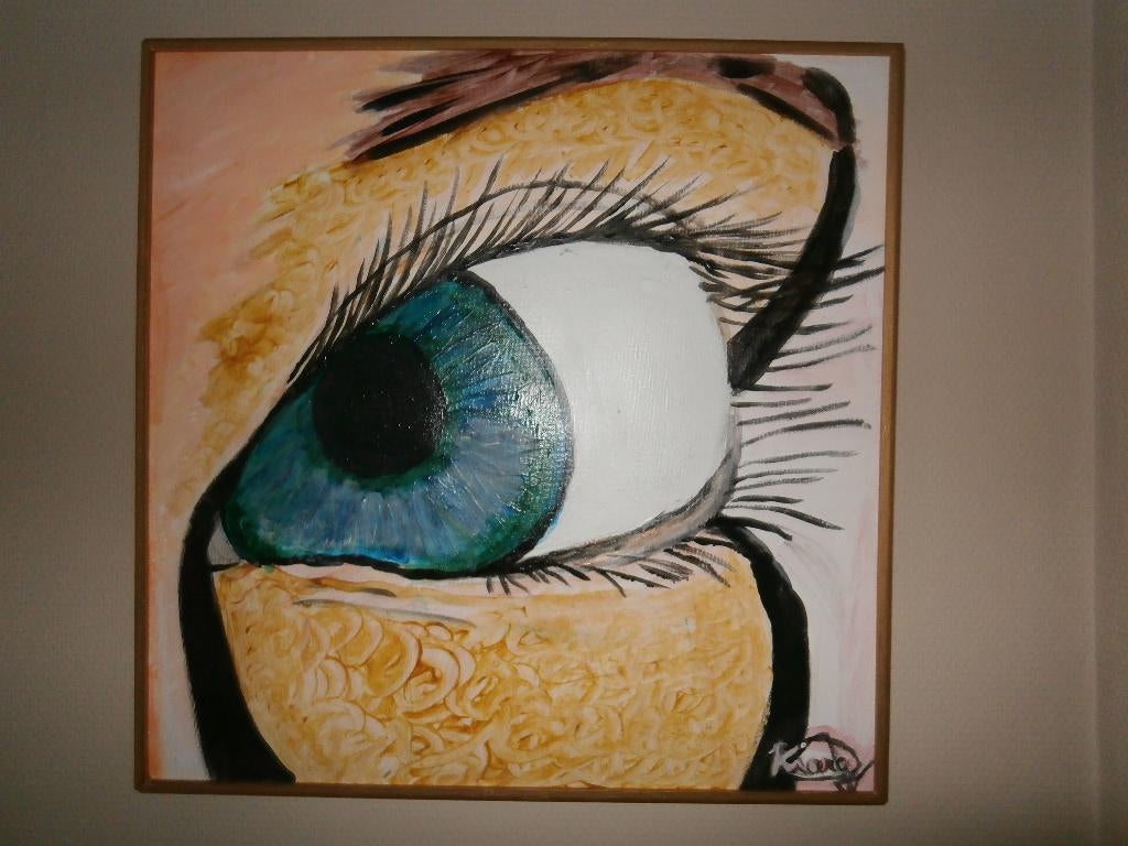 Blue eyes - huile sur toile - signée, Envoi, Neuf