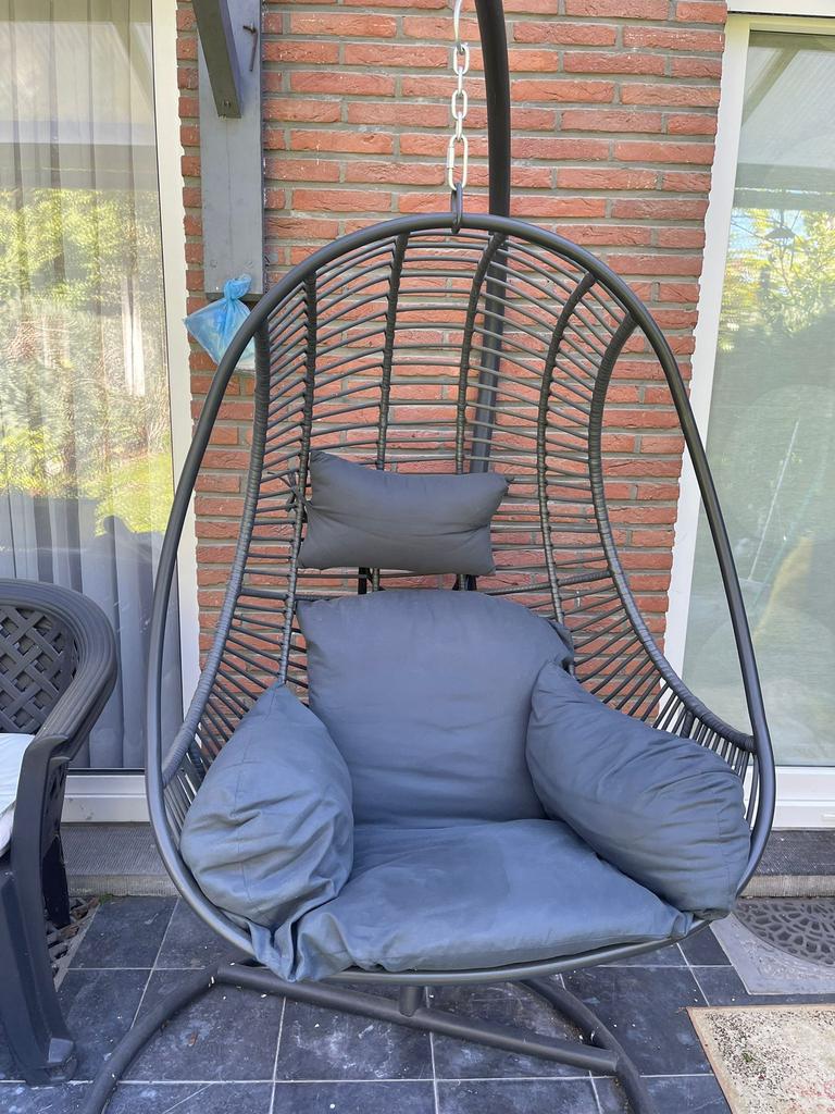 Fauteuil suspendu jardin gris avec coussins, Jardin & Terrasse, Enlèvement, Utilisé