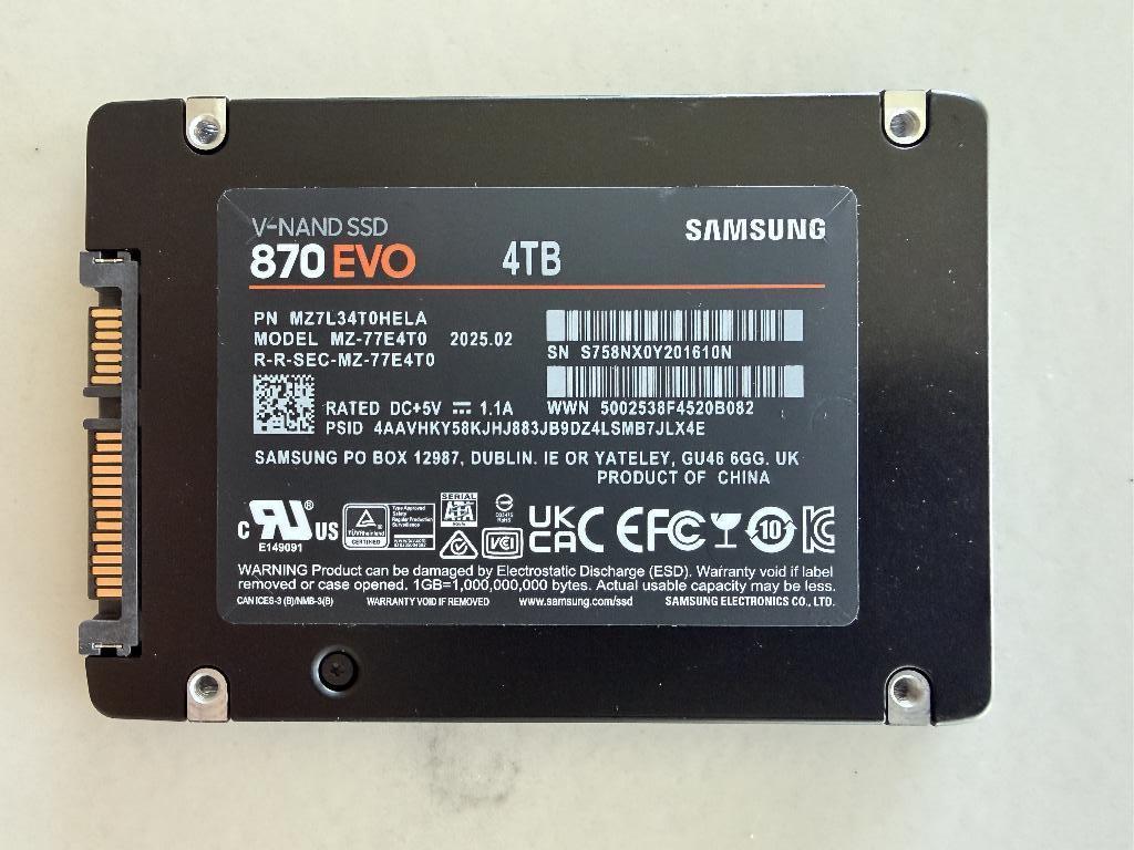 Samsung 870 EVO 4TB SSD, Computers en Software, Harde schijven, Server, SSD, Nieuw, Ophalen of Verzenden