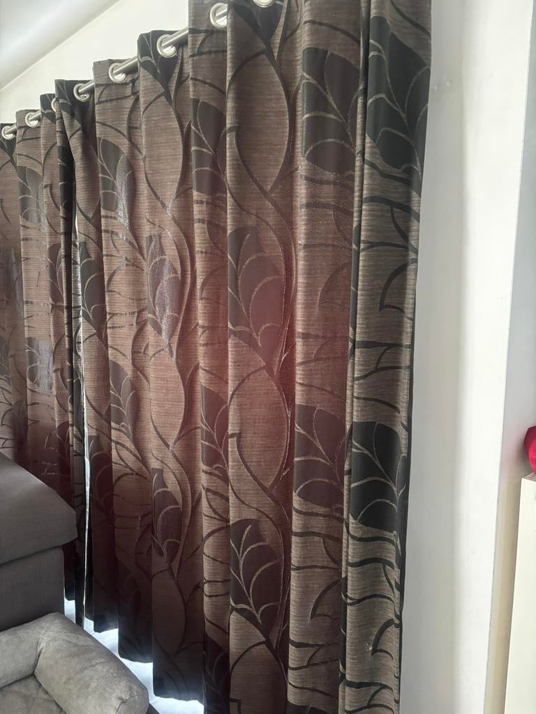 Overgordijnen, Huis en Inrichting, Stoffering | Gordijnen en Lamellen, Ophalen, Gebruikt, Bruin