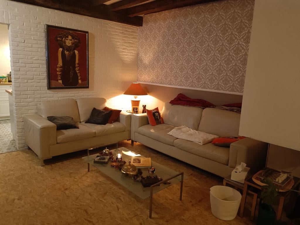 Ensemble deux canapés en cuir crème 3+2, bon état, Maison & Meubles, Chambre à coucher | Chambres à coucher complètes, Enlèvement