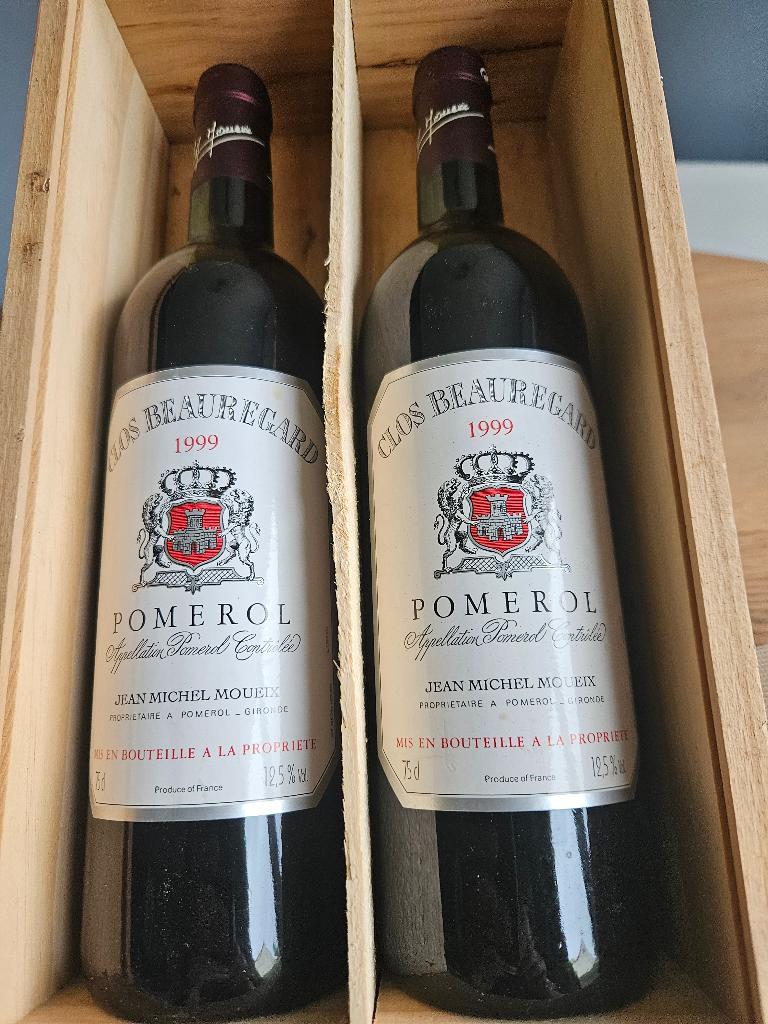 Bewaarkistje met 2 flessen Pomerol 1999, Verzamelen, Ophalen, Frankrijk, Nieuw, Rode wijn