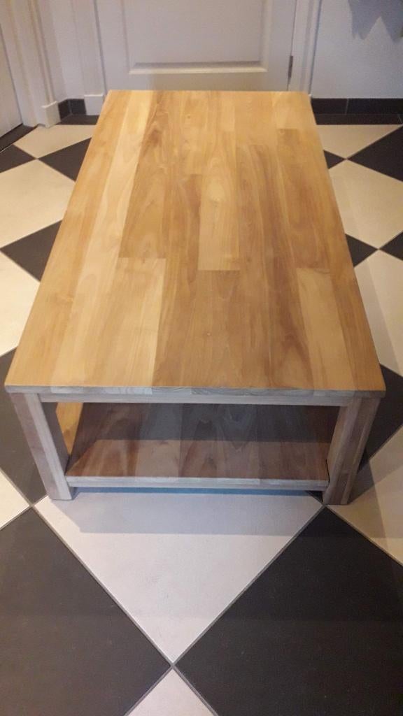 nieuwe lage salontafel teak, Huis en Inrichting, Tafels | Salontafels, Ophalen, Teakhouten lage dubbele chique tafel lounge unieke salon Hoffz