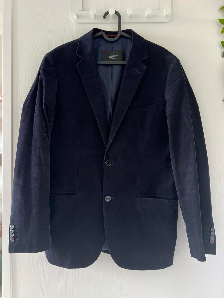 Nieuwstaat fluweel navy blazer heren M/L Esprit, Ophalen, Zo goed als nieuw, Blauw
