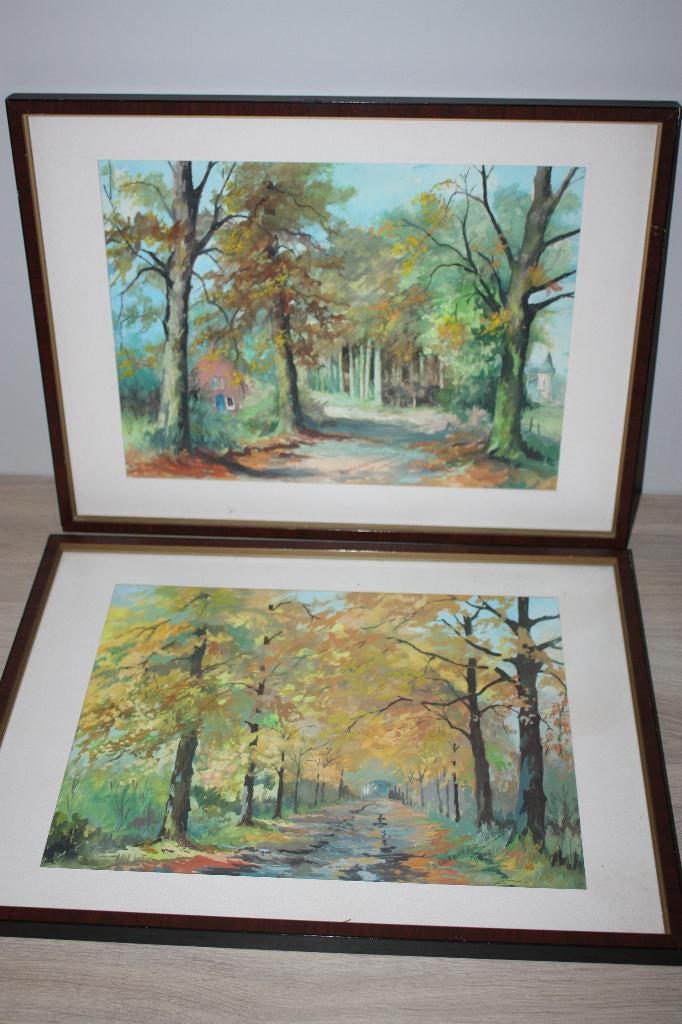 2x kader herfst , Bornem dreef , boswachtershuis, kasteel, Antiek en Kunst, Ophalen of Verzenden