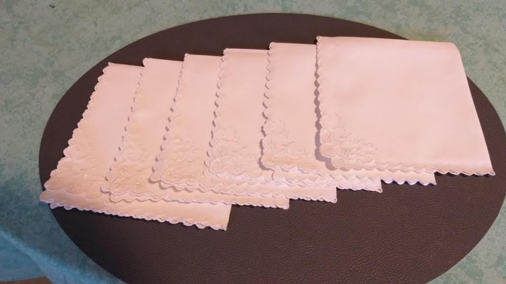 6 fijne linnen handgeborduurde servetten, Ophalen, Zo goed als nieuw, Vierkant