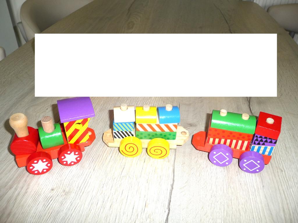 Train en bois avec blocs de construction, Enfants & Bébés, Jouets | Jouets en bois, Comme neuf, Enlèvement ou Envoi