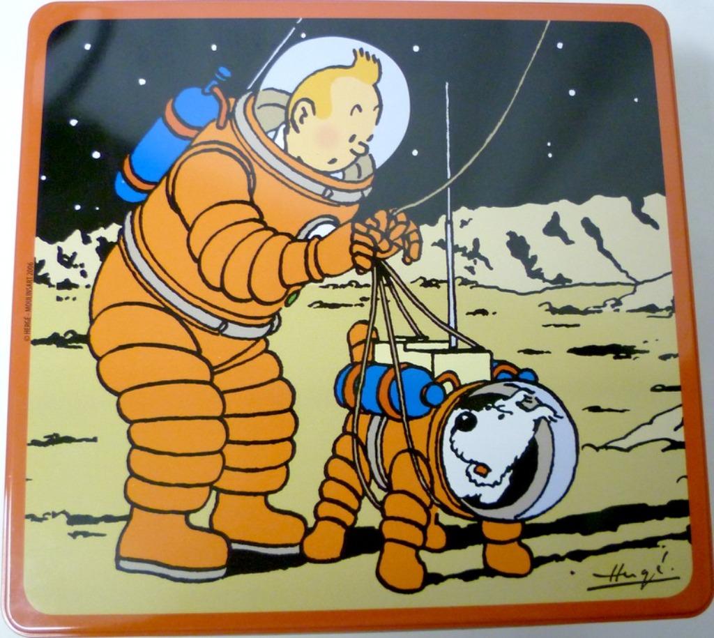 Boîte métal 1 Kg - 2006 - On a marché sur la Lune - Tintin &, Enlèvement, Comme neuf, Biscuits, Autres marques