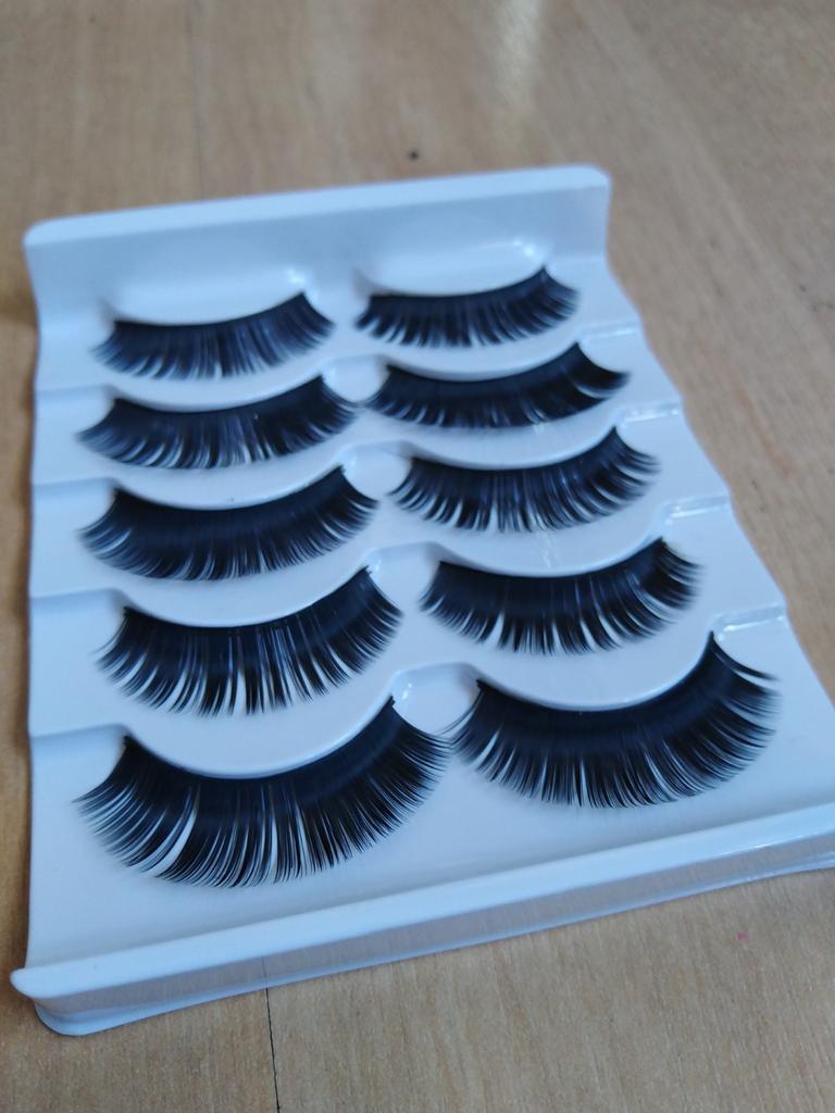 Set van 5 nep wimpers, Ogen, Zwart, Nieuw, Ophalen of Verzenden