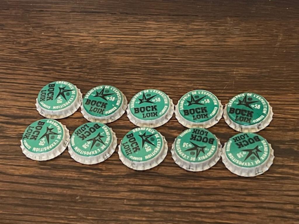 Expo 58 kroonkurken Bock Loix bier, lot van 10 stuks, Antiek en Kunst, Curiosa en Brocante, Ophalen