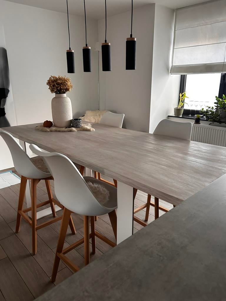 4 chaises hautes scandinaves, Bois, Avec repose-pieds, 4 tabourets, Comme neuf