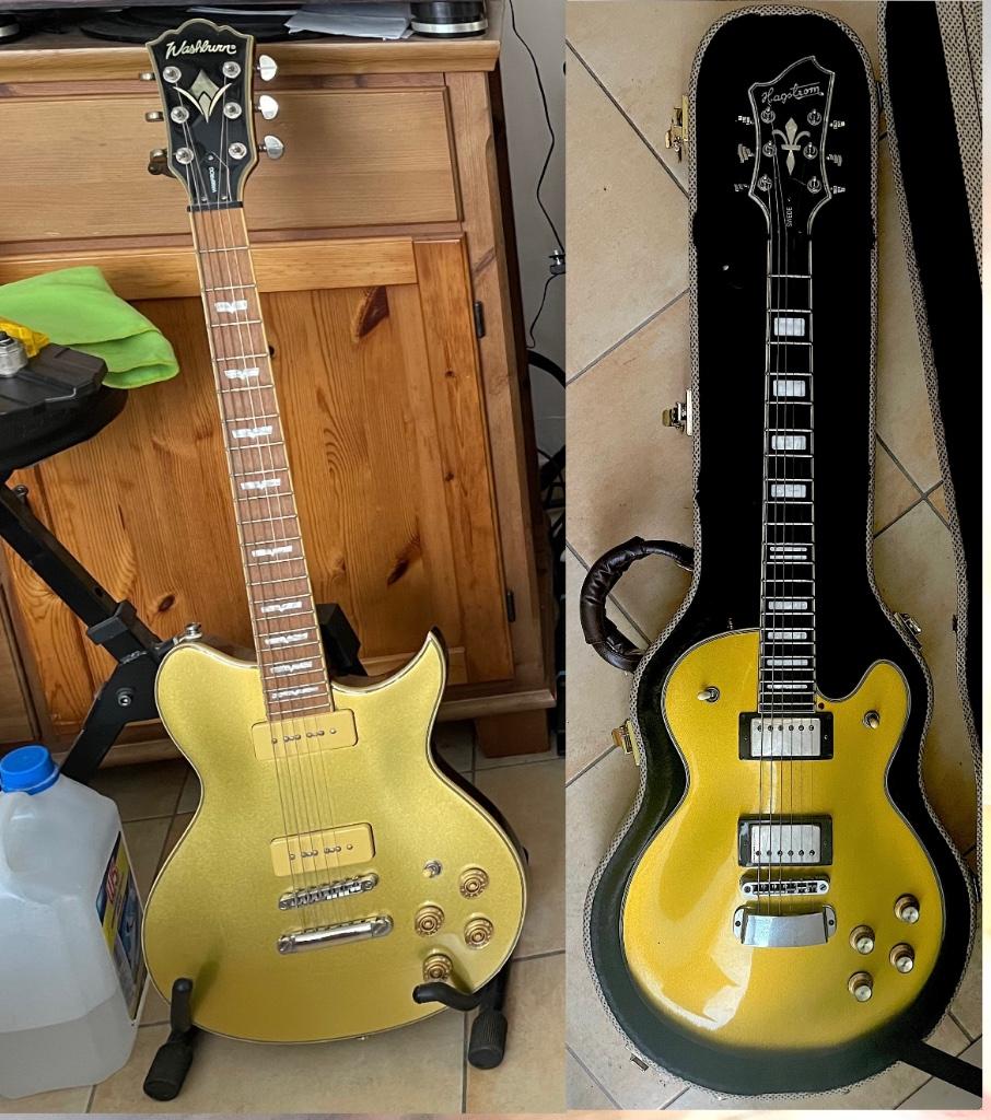 Hagstrom & Washburn gold top gitaren, Muziek en Instrumenten, Snaarinstrumenten | Gitaren | Elektrisch, Gebruikt, Solid body, Overige merken