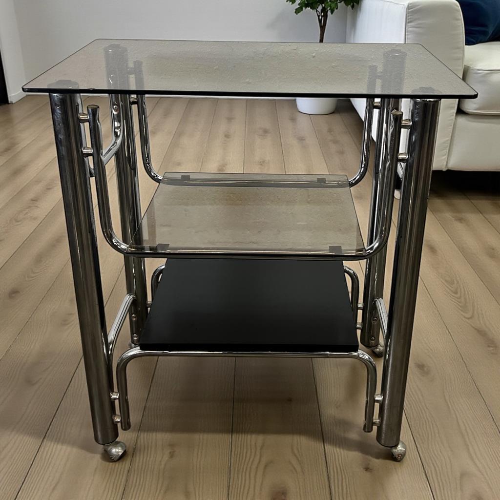 Étagère sur pied vintage chromée/meuble audio/meuble TV, Antiquités & Art, Enlèvement ou Envoi