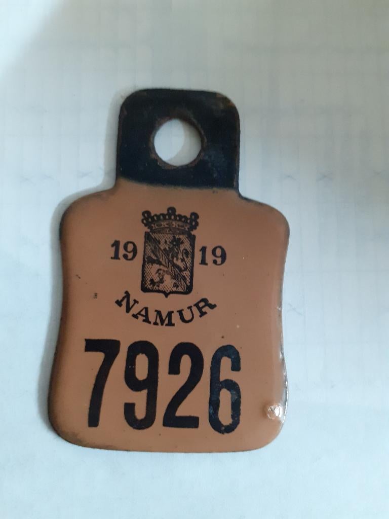 Fietsplaat Namur 1919, Verzamelen, Overige Verzamelen, Zo goed als nieuw, Ophalen of Verzenden