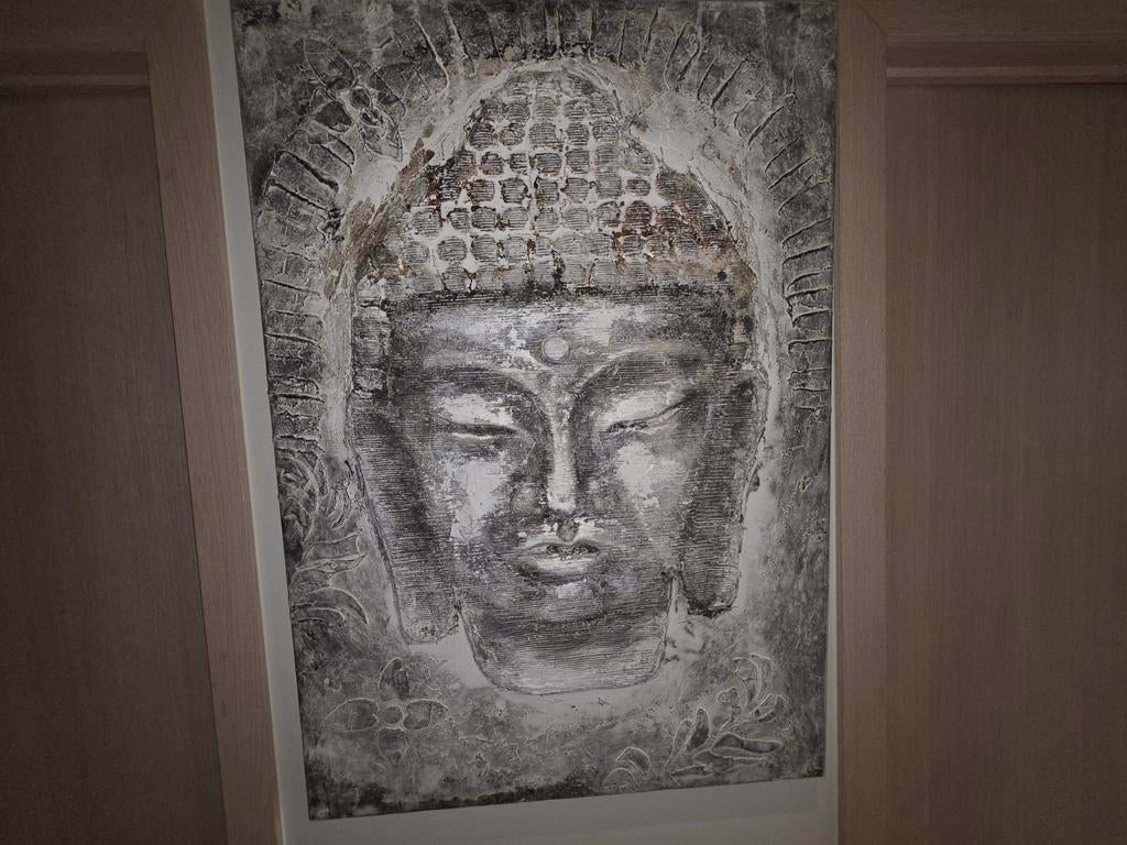Boeddha 3d canvas schilderij 99 x 70 cm, Ophalen, Zo goed als nieuw, Schilderij