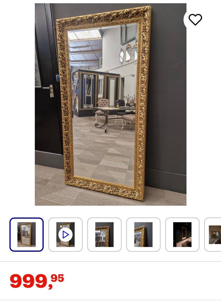 Grand miroir mural, Enlèvement, Utilisé, 100 à 150 cm, Rectangulaire