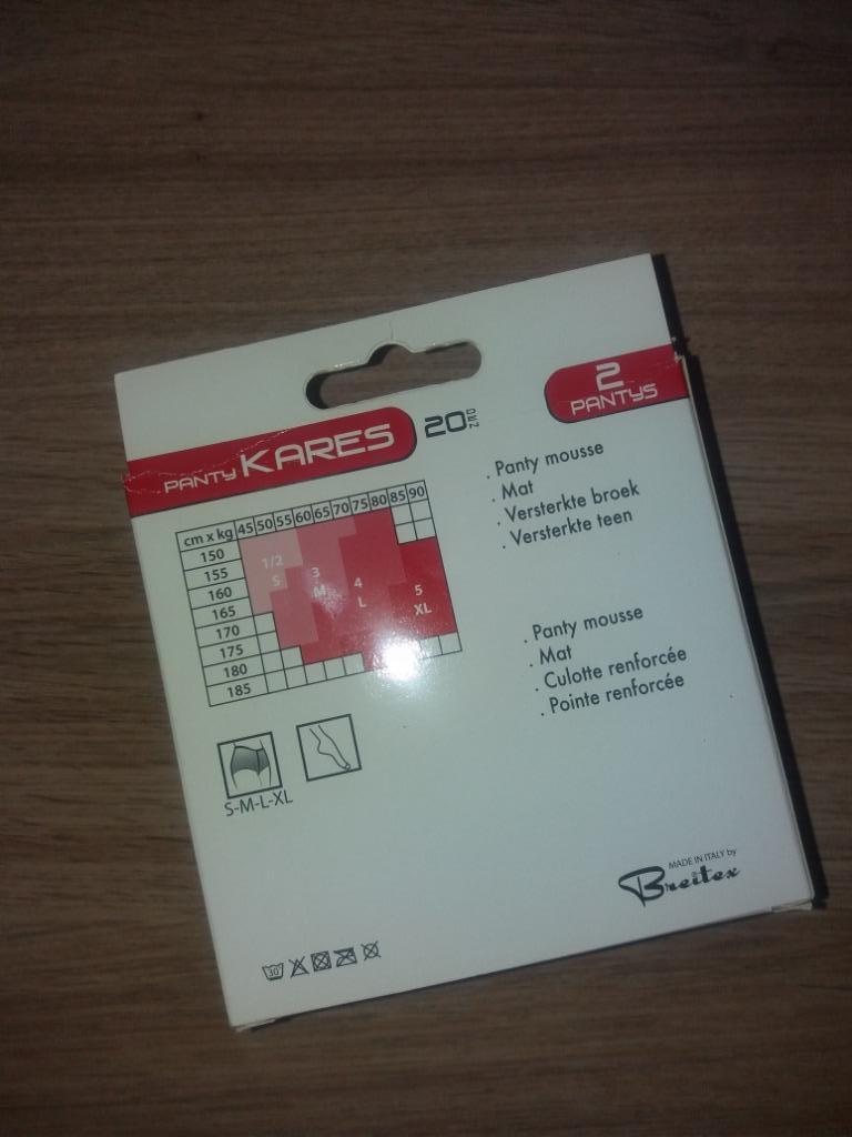 Panty Breitex Kares 20den Black M en XL 2ex/doosje NIEUW, Enlèvement ou Envoi, Neuf, Panty