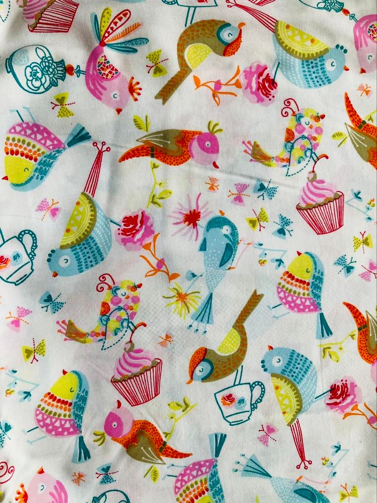 Hilco: vogels en cupcakes - viscose stof textiel 1,8m x 1,5m, Ophalen of Verzenden, Nieuw