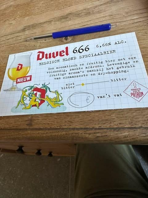 duvel 6,66 reclame karton, Ophalen of Verzenden, Nieuw, Reclamebord, Plaat of Schild, Duvel