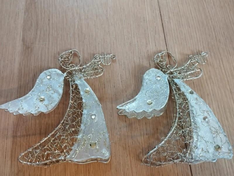 Set van 2 gouden engelenversieringen Gemaakt van fijn metaal, Ophalen, Nieuw