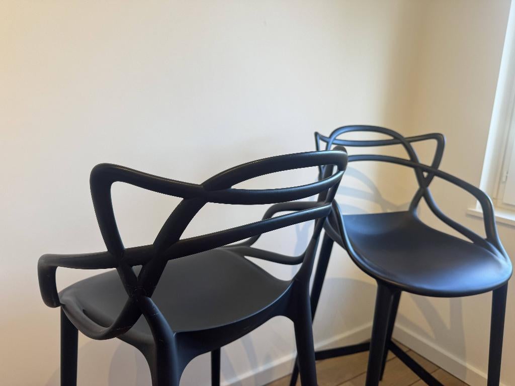 Kartell Masters Barkruk chaise bar two pieces black 0,65m, Ophalen, Kunststof, Gebruikt, 60 tot 90 cm