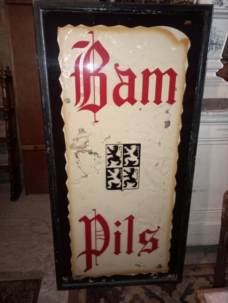 Brasserie bière ancienne marmorite Bam-Pils, Collections, Marques de bière, Enlèvement