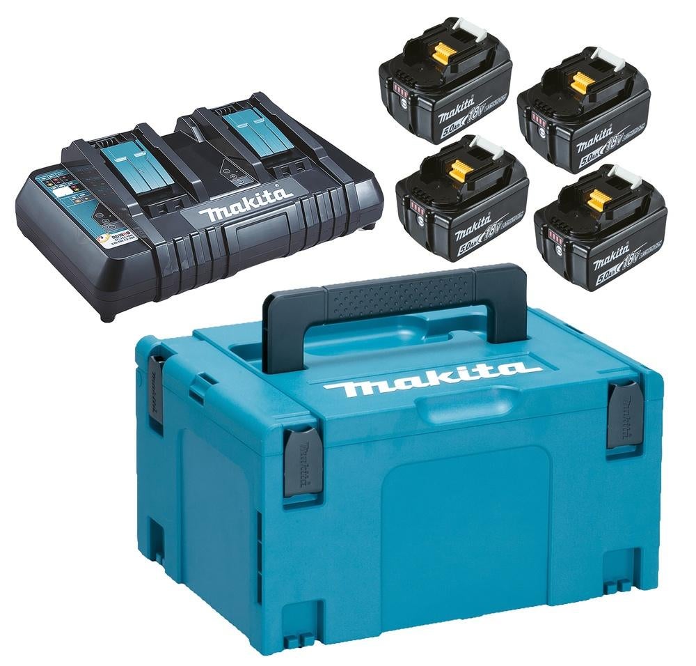 MAKITA BATTERIJPAKKET 18V Li-Ion (4* BL1850+DC18RD), Ophalen of Verzenden, Nieuw