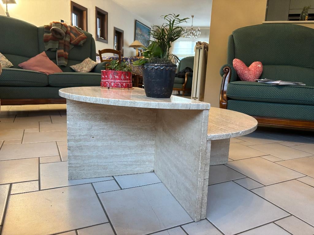 Tables basses gigognes en travertin, Maison & Meubles, Moins de 50 cm, Rond, 50 à 100 cm, Comme neuf