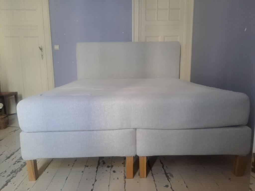 sommier à ressorts + matelas IKEA DUNVIK 180x200, Maison & Meubles, Gris, Comme neuf, Enlèvement, 180 cm