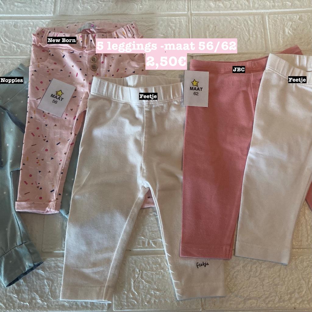 Lot van 5 leggings meisjes - maat 56/62 als nieuw(merken), Kinderen en Baby's, Broekje, Zo goed als nieuw, Diverse, Verzenden