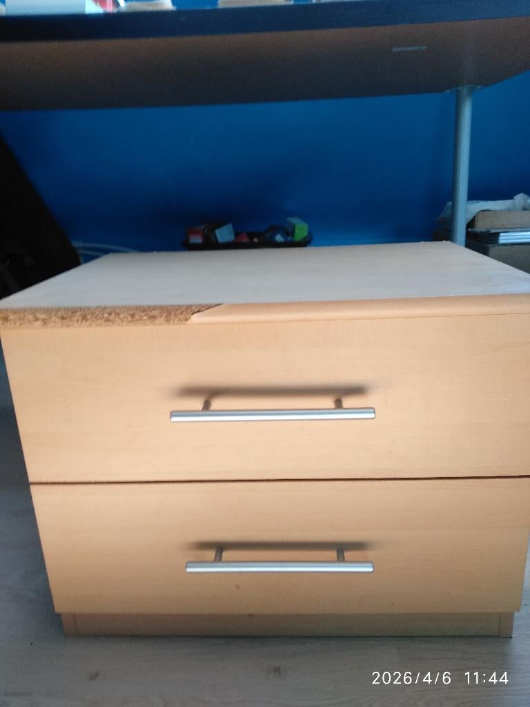 lit deux personnes avec deux chevets, Maison & Meubles, Beige, Enlèvement, Utilisé, 180 cm