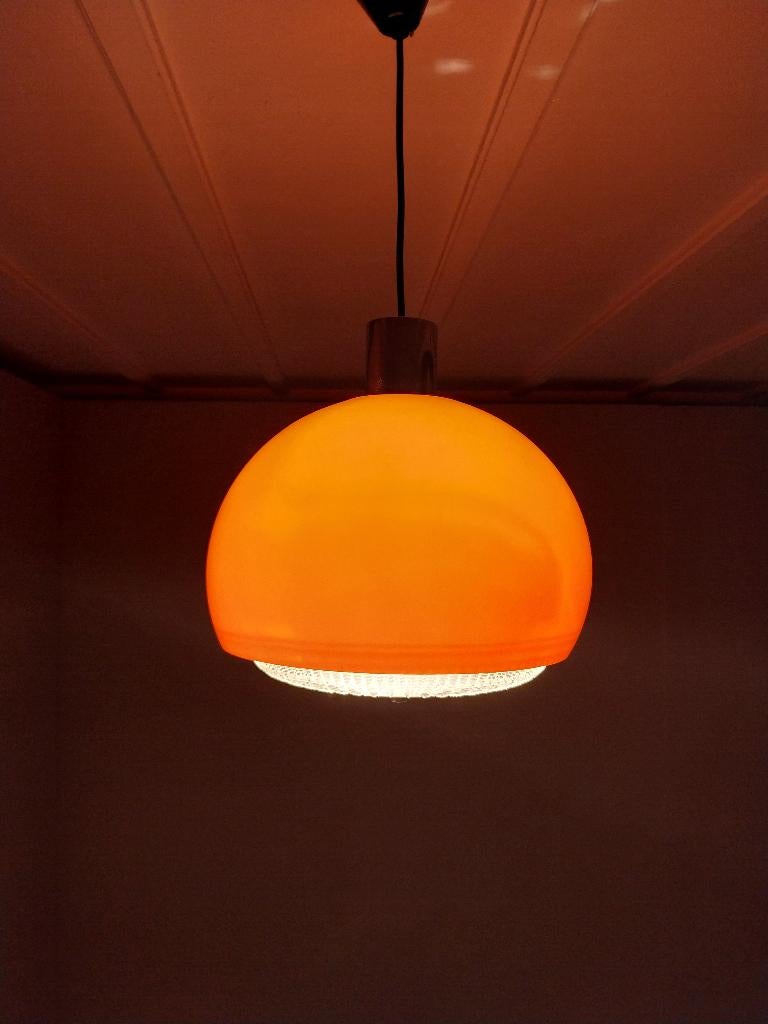 Vintage Space Age Hanglamp, Jaren 70, Ophalen of Verzenden, Gebruikt, Glas, Vintage