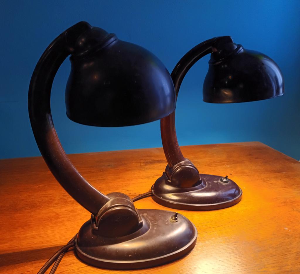 Paar art deco lampen - Erik K. Cole, Ophalen of Verzenden