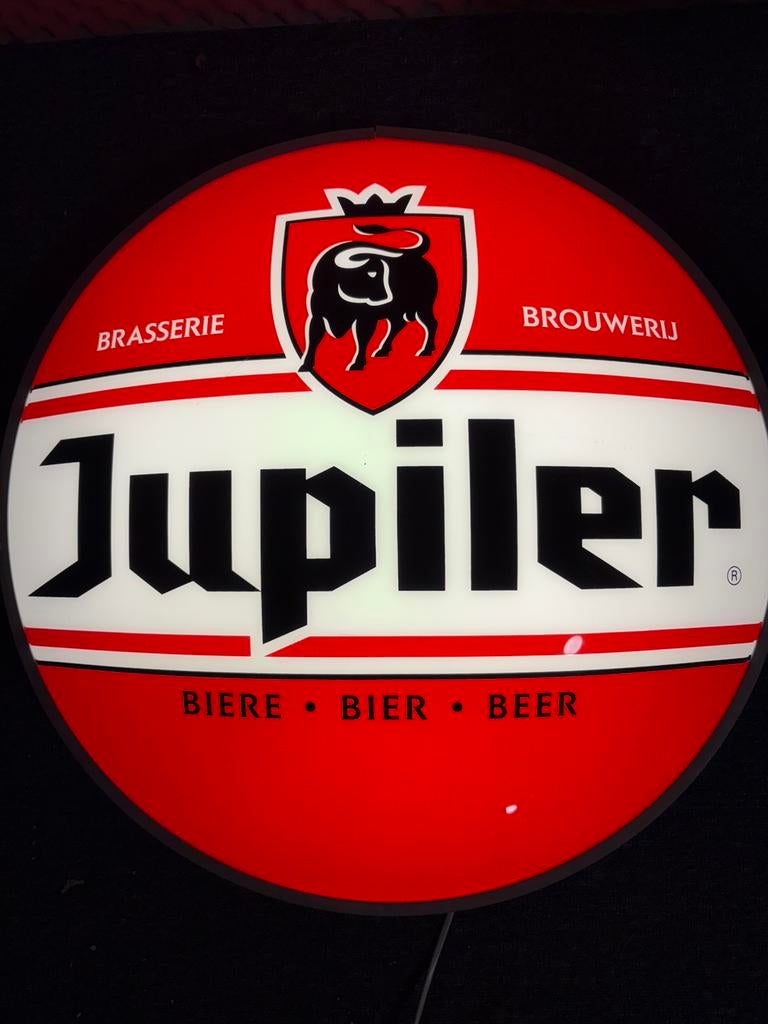 Grote ronde lichtbak Jupiler, Verzamelen, Ophalen, Gebruikt, Lichtbak of (neon) lamp