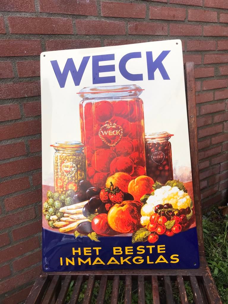 WECK emaille reclamebord, Ophalen of Verzenden, Zo goed als nieuw, Reclamebord
