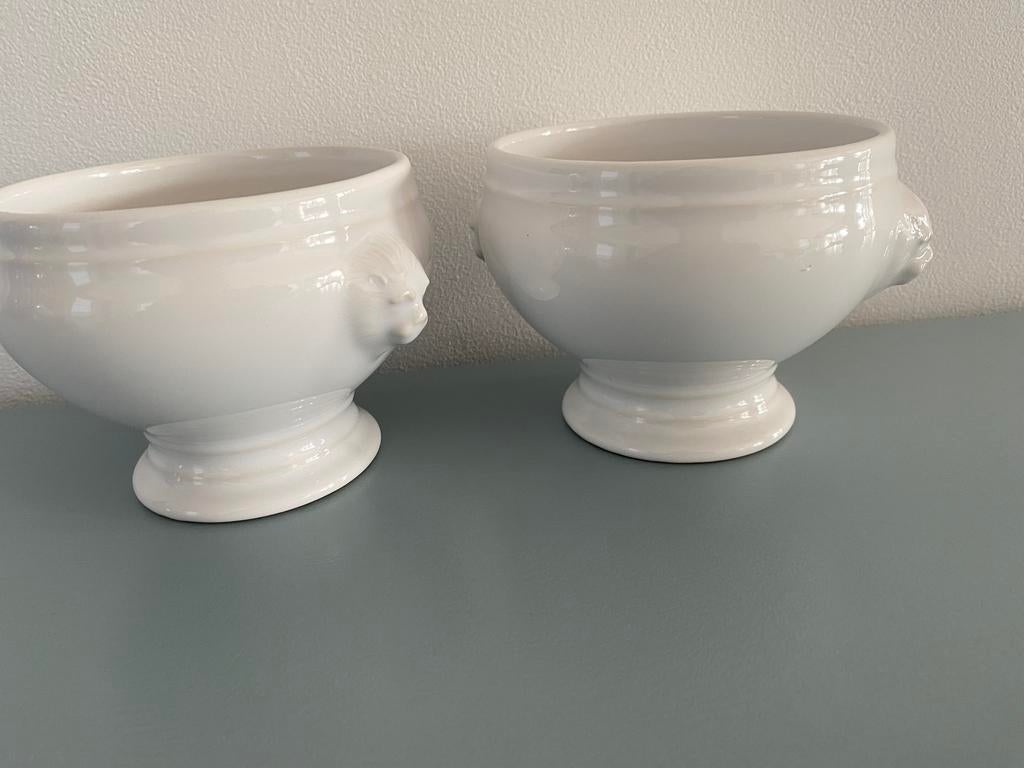 Twee mokken met leeuwenkop, Huis en Inrichting, Keuken | Servies, Ophalen of Verzenden, Zo goed als nieuw, Kom(men), Overige stijlen