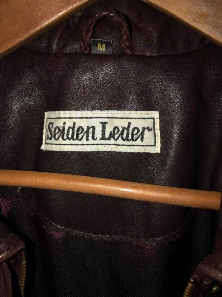 Zachte zijde lederen Jas, Paars, Jasje, Gedragen, Ophalen