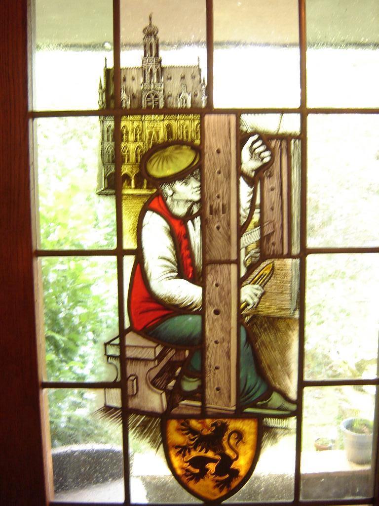 4x Glas in lood panelen., Antiquités & Art, Antiquités | Verre & Cristal, Enlèvement