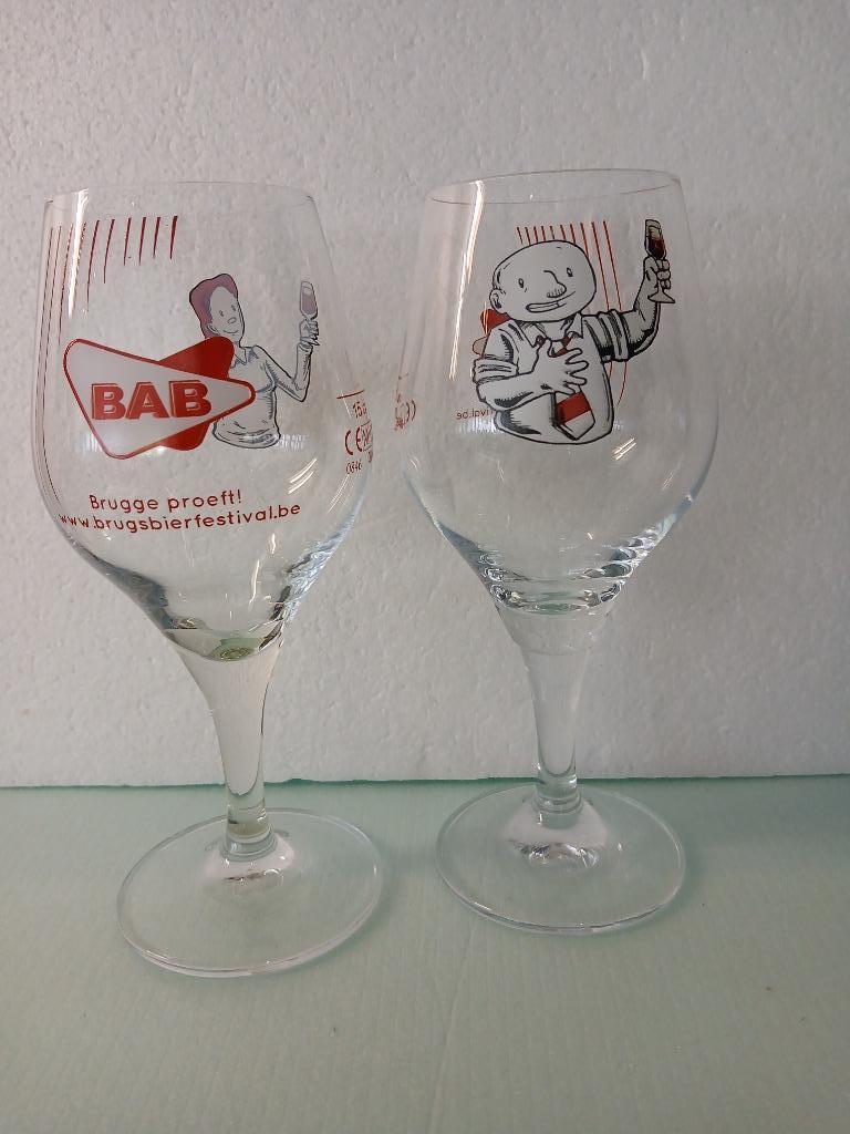Deux verres BAB  de la Brie AIGLE BELGICA, Collections, Enlèvement ou Envoi, Comme neuf, Verre ou Verres, Autres marques