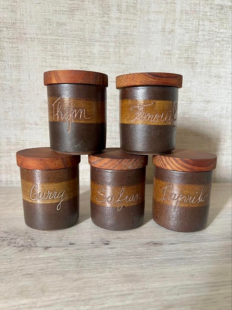 Collection de 5 pots à épices en « Grès du Marais » vintage, Antiquités & Art, Enlèvement