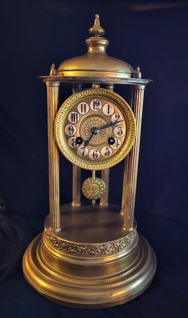 horloge de cheminée à colonne antique, Antiquités & Art, Enlèvement ou Envoi