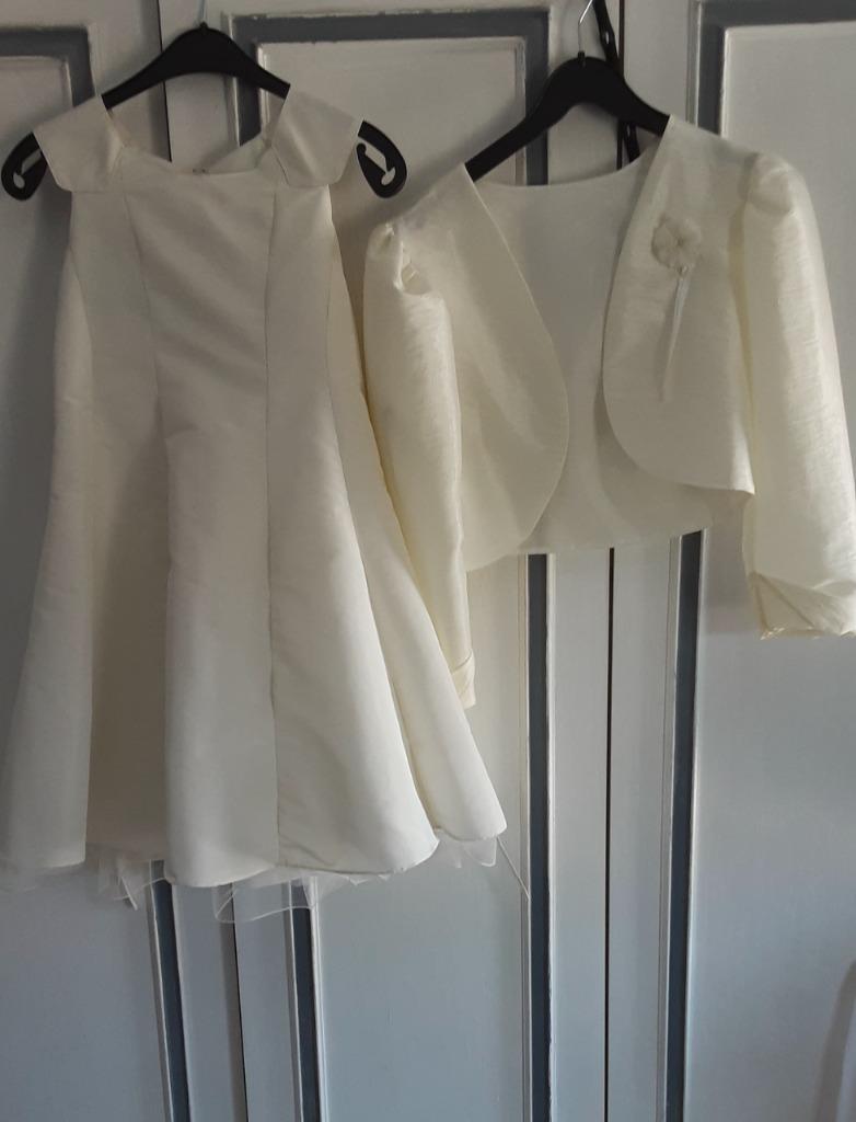 Ensemble de  cérémonie  robe et  veste  crème taille 12 ans, Enlèvement ou Envoi, Comme neuf, Fille, Ensemble