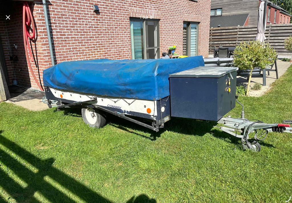 Camping car pliant sur remorque, Particulier, Auvent