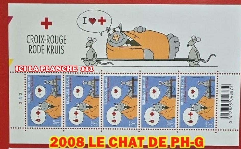 TIMBRES.....2008 LE CHAT PHILIPPE GELUCK  CROIX ROUGE, Collections, Envoi, Autres personnages, Neuf