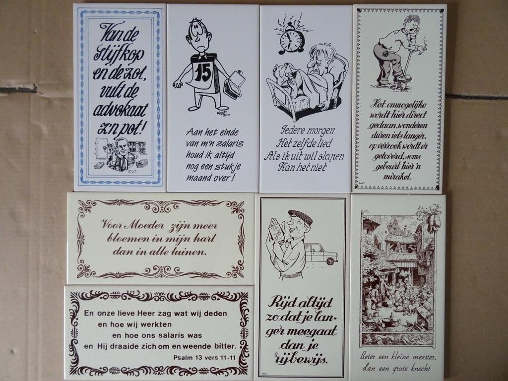 Vintage Mosa tegel tegels met spreuk 19 euro per stuk, Antiek en Kunst, Curiosa en Brocante, Ophalen of Verzenden