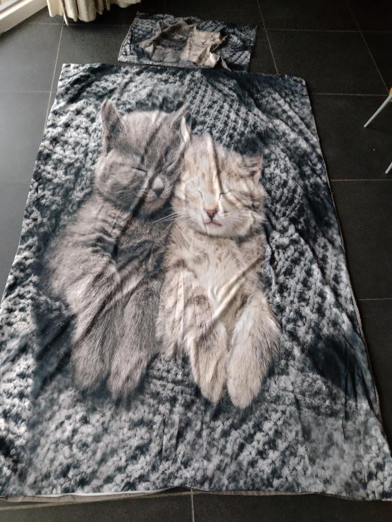 dekbedovertrek 1 persoon + kussensloop, Garçon ou Fille, Gris, Enlèvement ou Envoi, Housse de couette