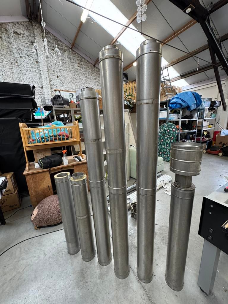 Dubbelwandig geïsoleerde inox schoorsteen, Ophalen, Inox, Minder dan 20 mm, 6 meter of meer