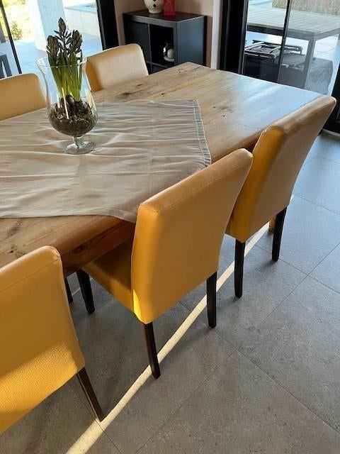 Volhouten eetkamertafel, Huis en Inrichting, Ophalen, Gebruikt, Klassiek, 200 cm of meer