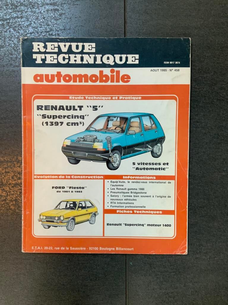 Revue Technique Automobile Renault 5 Ford Fiesta no 458 1985, Boeken, Auto's | Boeken, Ophalen of Verzenden, Zo goed als nieuw